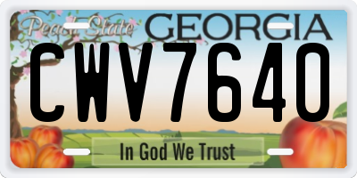 GA license plate CWV7640