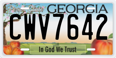 GA license plate CWV7642