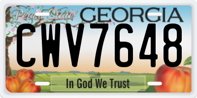GA license plate CWV7648