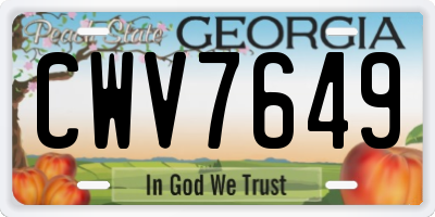 GA license plate CWV7649