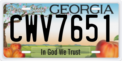 GA license plate CWV7651