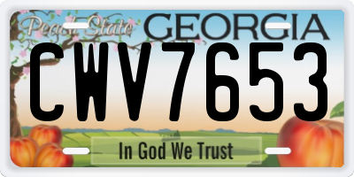 GA license plate CWV7653