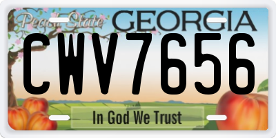 GA license plate CWV7656