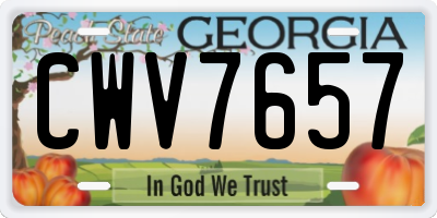 GA license plate CWV7657