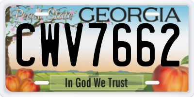 GA license plate CWV7662
