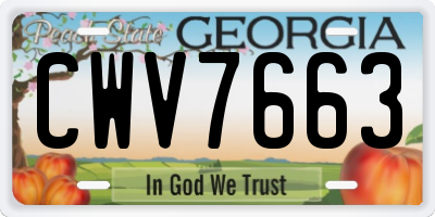 GA license plate CWV7663