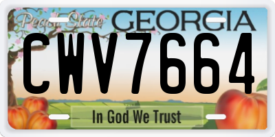 GA license plate CWV7664