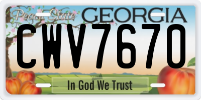 GA license plate CWV7670