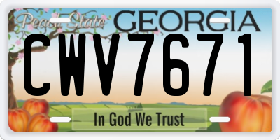 GA license plate CWV7671