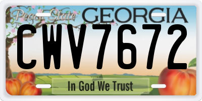 GA license plate CWV7672