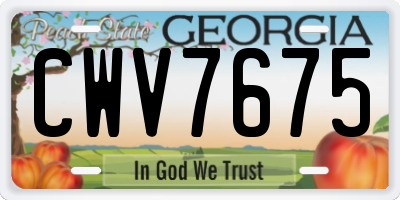 GA license plate CWV7675