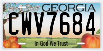 GA license plate CWV7684