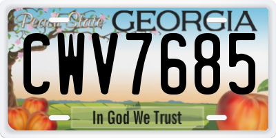 GA license plate CWV7685