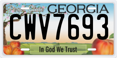 GA license plate CWV7693