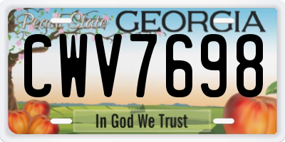 GA license plate CWV7698