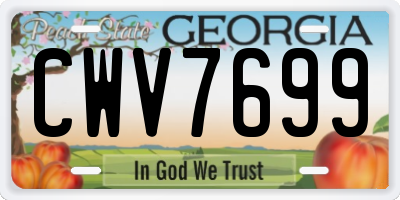 GA license plate CWV7699