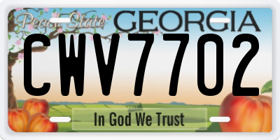 GA license plate CWV7702