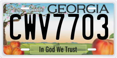 GA license plate CWV7703