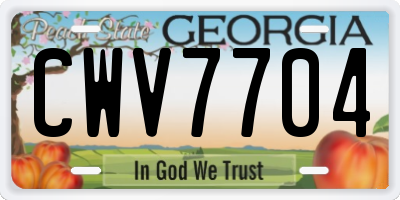 GA license plate CWV7704