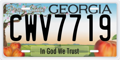 GA license plate CWV7719