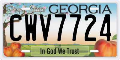 GA license plate CWV7724