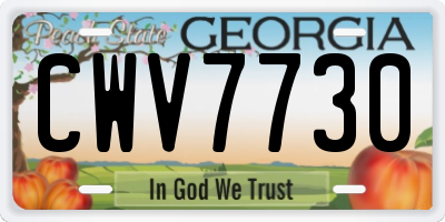 GA license plate CWV7730