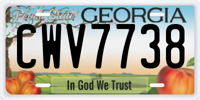 GA license plate CWV7738
