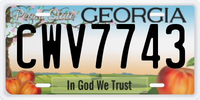 GA license plate CWV7743