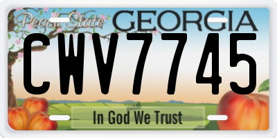 GA license plate CWV7745