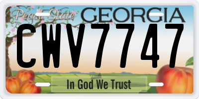GA license plate CWV7747