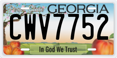 GA license plate CWV7752