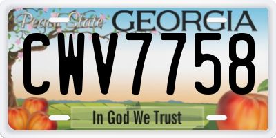GA license plate CWV7758