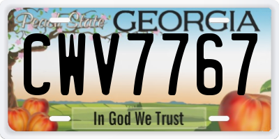 GA license plate CWV7767
