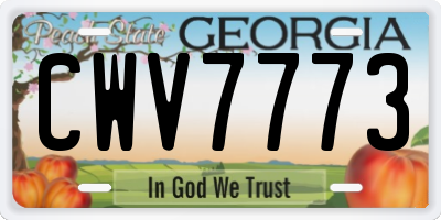 GA license plate CWV7773