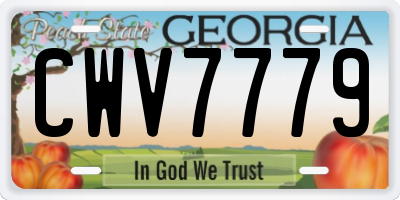 GA license plate CWV7779