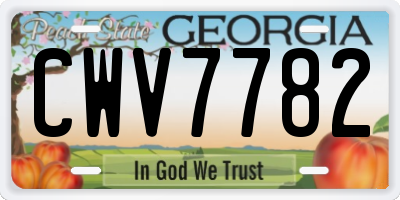 GA license plate CWV7782