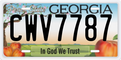 GA license plate CWV7787