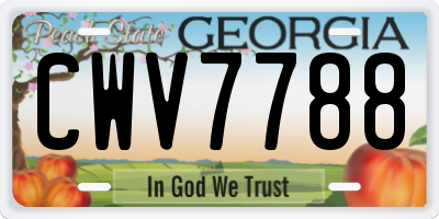 GA license plate CWV7788