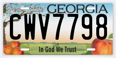 GA license plate CWV7798