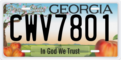 GA license plate CWV7801
