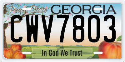 GA license plate CWV7803