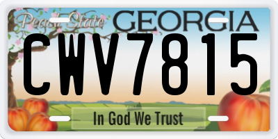 GA license plate CWV7815