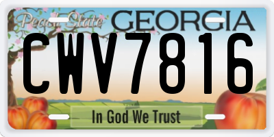GA license plate CWV7816