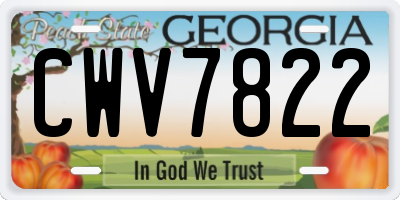 GA license plate CWV7822