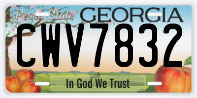 GA license plate CWV7832