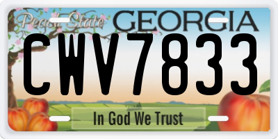 GA license plate CWV7833