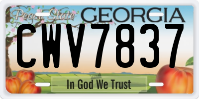 GA license plate CWV7837