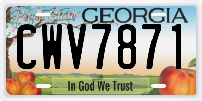 GA license plate CWV7871