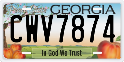 GA license plate CWV7874