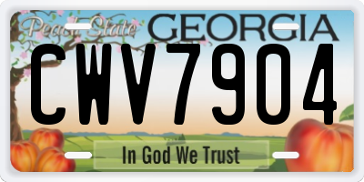 GA license plate CWV7904